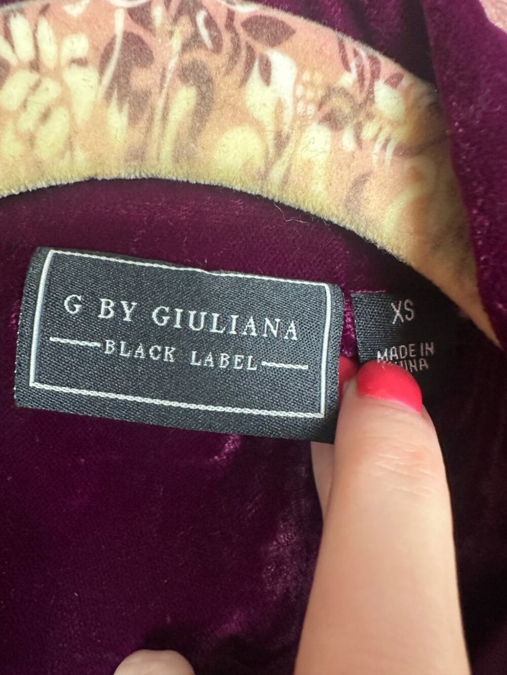 G by Giuliana Black Label Puff-Sleeve Velvet Jacket Size XS Burgundy Button-Up - Picture 3 of 8